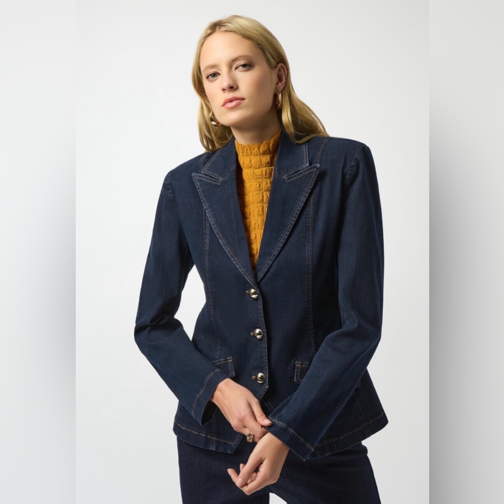 Luisa Spagnoli Denim Blazer with Gold and leather Accents